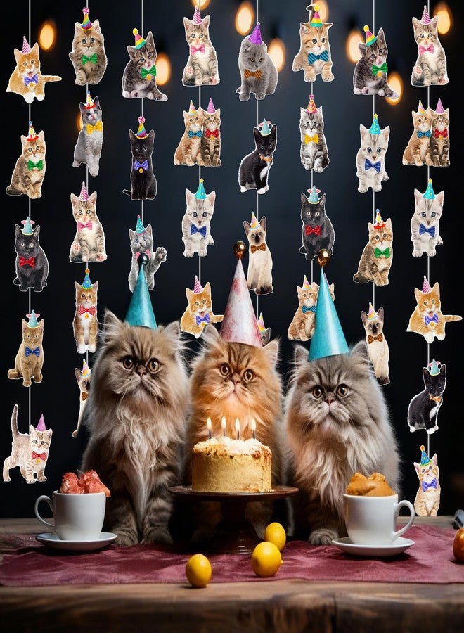 umoni Cat Theme Garlands Kitten Birthday Party Decorations 8PCS Pet Cat Hanging Paper Garland Banners Kitten Ceiling Decor for Kitties Birthday Party Baby Shower Favor Supplies - Image 4