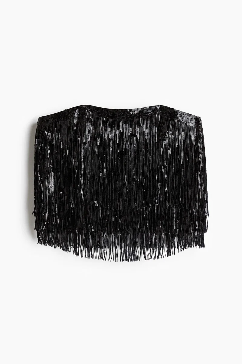H&M Sequin-fringed bandeau top