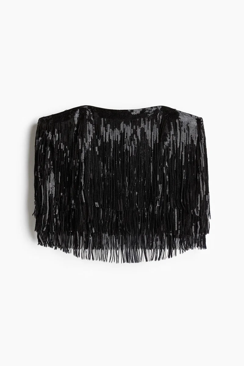 H&M Sequin-fringed bandeau top