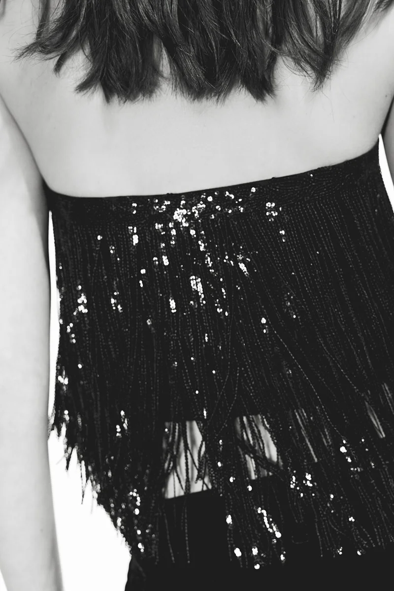 H&M Sequin-fringed bandeau top
