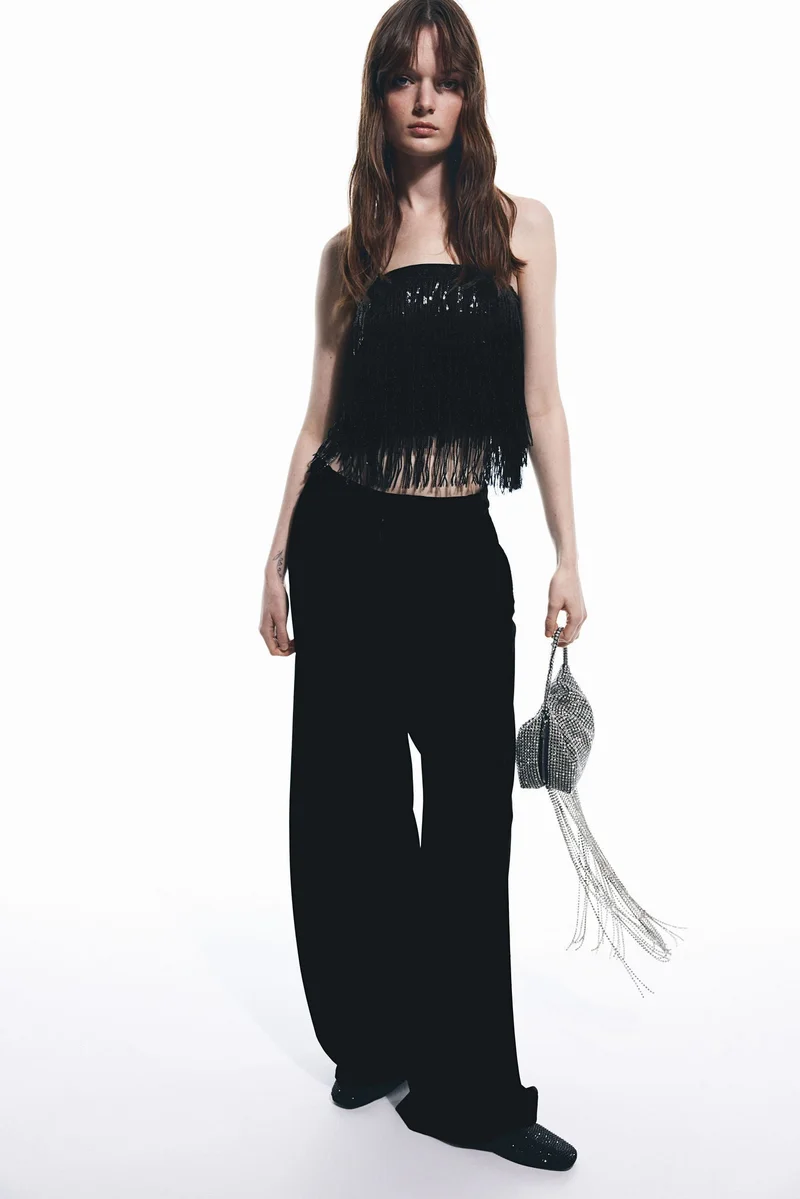 H&M Sequin-fringed bandeau top