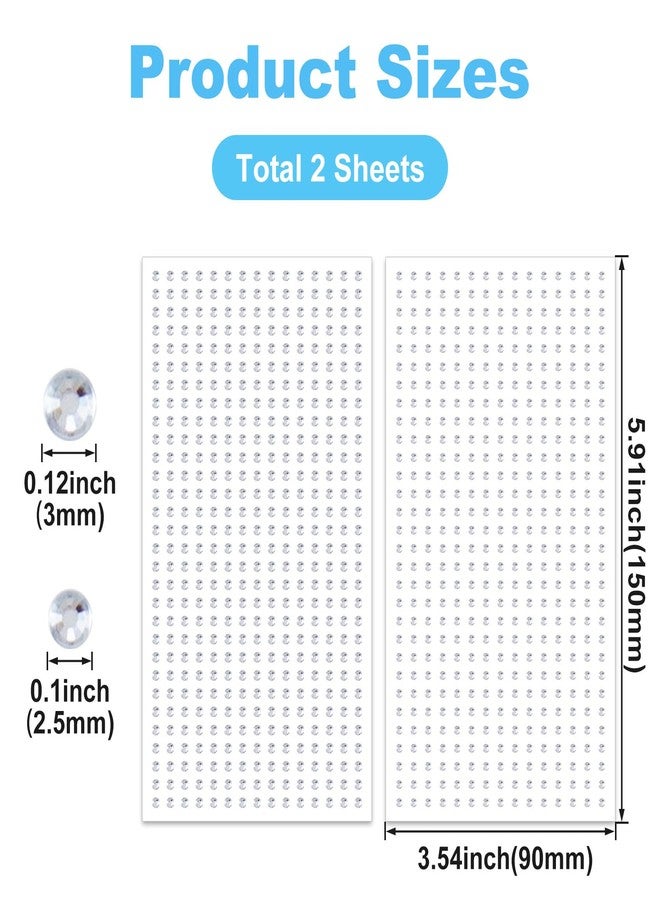 OIIKI 2 Sheets Mini Gems Stickers, Face Jewels Stick on, Adhesive Rhinestone Makeup for Festivals, Parties, Daily Use for Women (2.5 mm, 3 mm Silver) - Image 5
