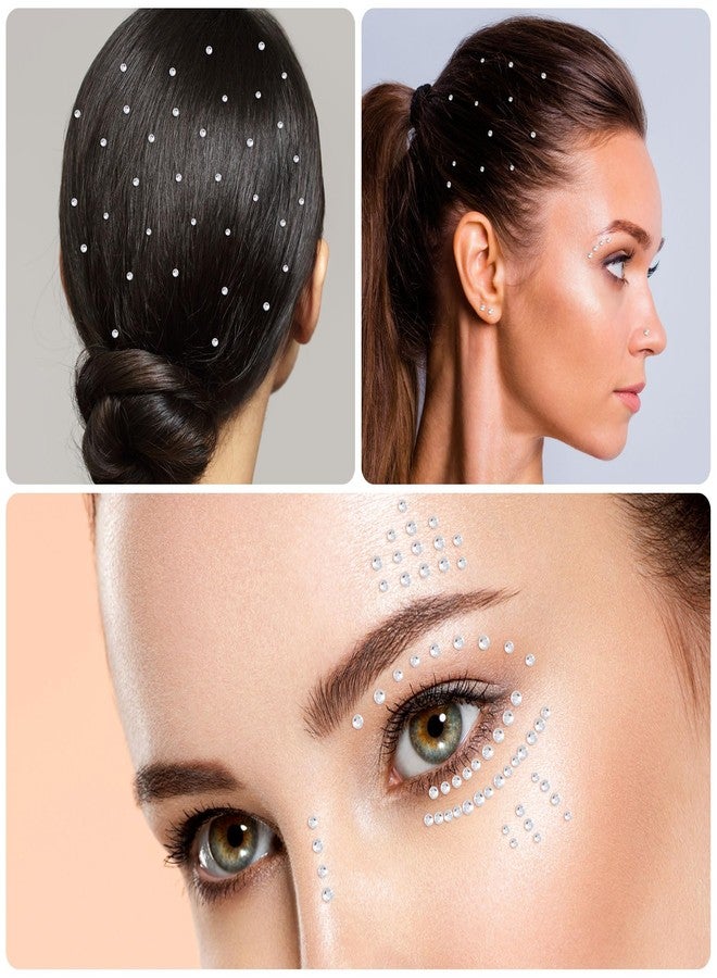 OIIKI 2 Sheets Mini Gems Stickers, Face Jewels Stick on, Adhesive Rhinestone Makeup for Festivals, Parties, Daily Use for Women (2.5 mm, 3 mm Silver) - Image 4