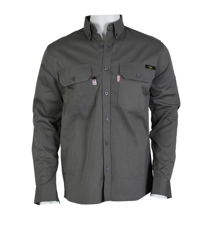 KOMY Fire Retardant Shirt HRC2, 8 CAL / CAT-2, 240 GSM, 100% Cotton, Mercerized Pre-Sharunk Fabric , PROBAN Fire Retardant 2/1 LHT - KMFR250P - Dark Grey - Image 2