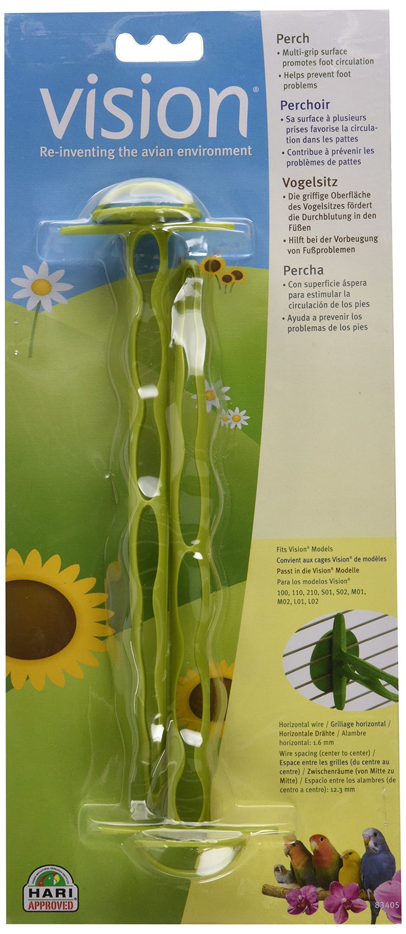 Vision Hari Vision Bird Cage Perch, Parakeet Perch, 2-Pack, Green, 83405 - Image 2