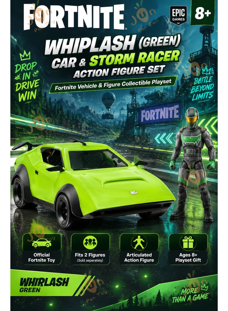 فورتنيت أصلي Fortnite Jazwares Joy Ride Vehicle Whiplash Green Storm Racer مركبة سيارة لعبة مجسم حركة مفصلي 4 بوصة طقم معركة ألعاب قابل للجمع عرض مكتبي هدايا أولاد أطفال - Image 1