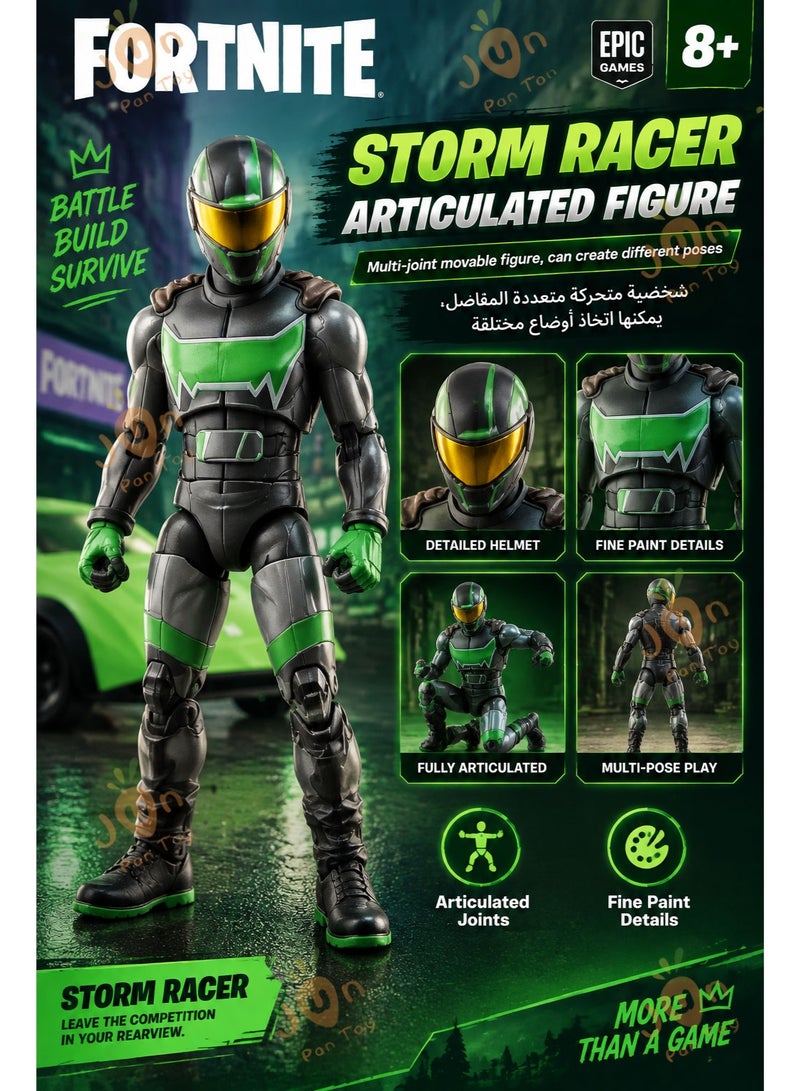 فورتنيت أصلي Fortnite Jazwares Joy Ride Vehicle Whiplash Green Storm Racer مركبة سيارة لعبة مجسم حركة مفصلي 4 بوصة طقم معركة ألعاب قابل للجمع عرض مكتبي هدايا أولاد أطفال - Image 3