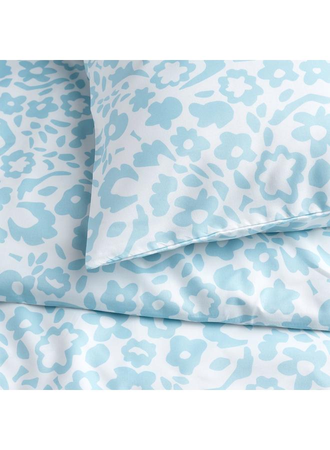 erorex Duvet cover and 2 pillowcases, white/blue, 240x220/50x80 cm - Image 2