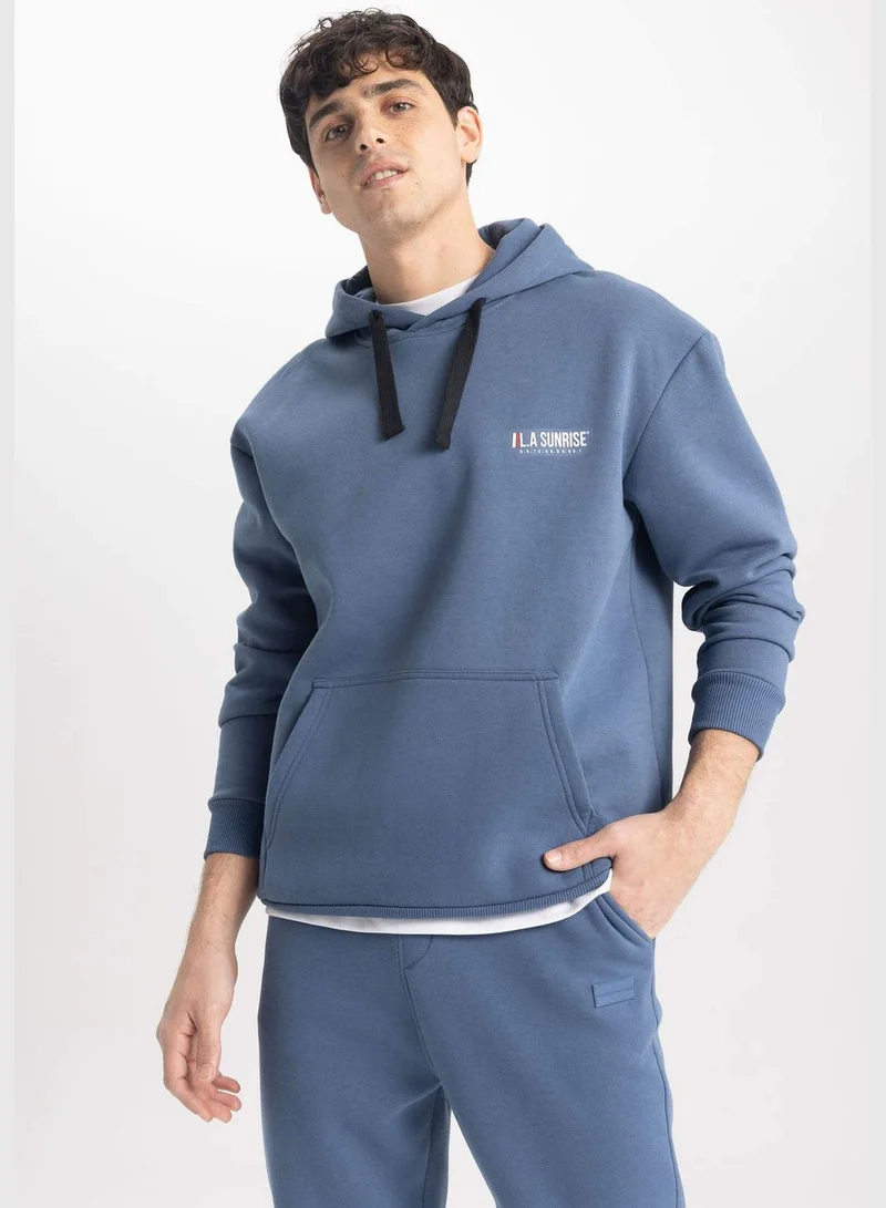 DeFacto Man Boxy Fit Hooded Long Sleeve Knitted Sweatshirt