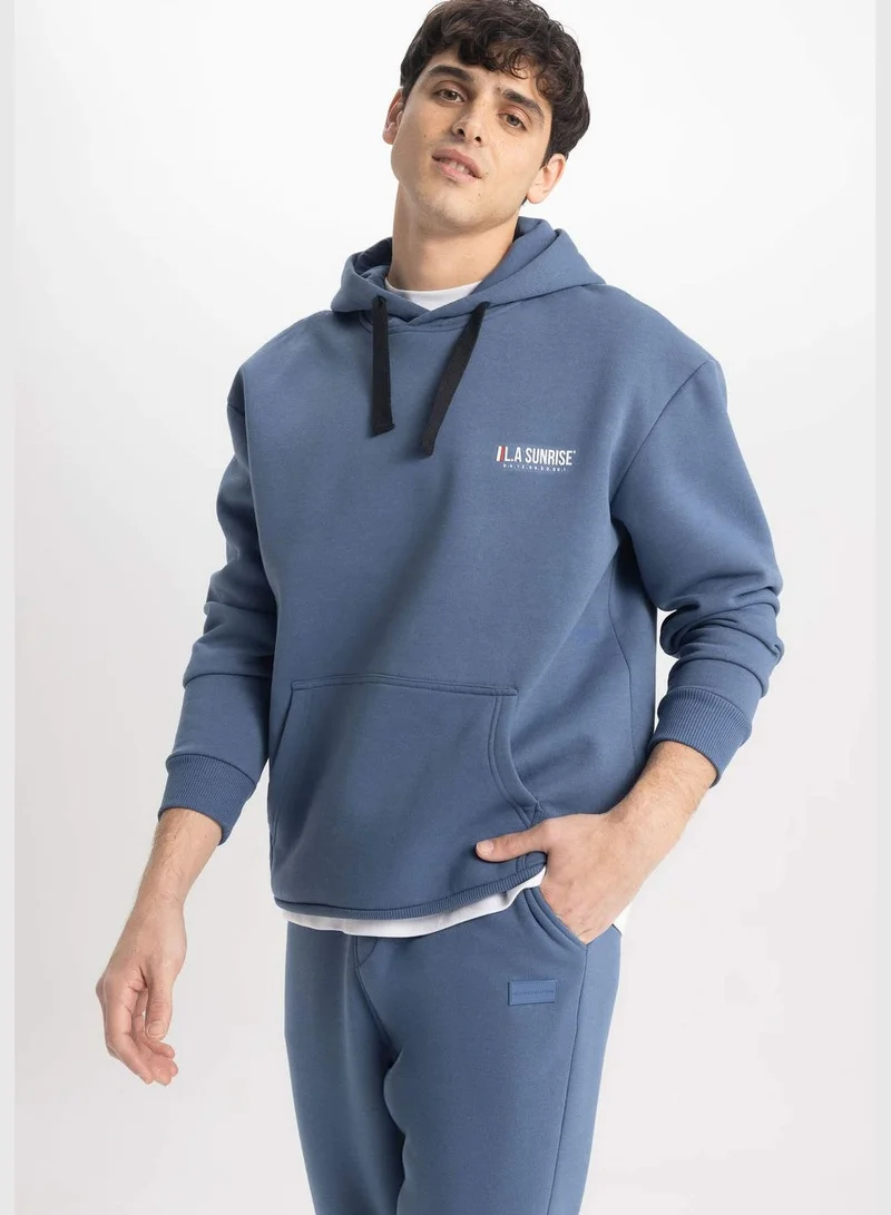 DeFacto Man Boxy Fit Hooded Long Sleeve Knitted Sweatshirt