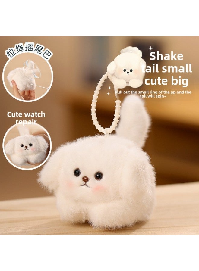 Le Jier Pull Rope Wagging Tail Macey Dog Doll Calling Kitty Plush Toy Bag Pendant Birthday Gift-Specifications:Kapibala [roaking Tail + Keychain Bell]