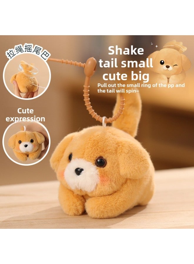 Le Jier Pull Rope Wagging Tail Macey Dog Doll Calling Kitty Plush Toy Bag Pendant Birthday Gift-Specifications:Kapibala [roaking Tail + Keychain Bell]