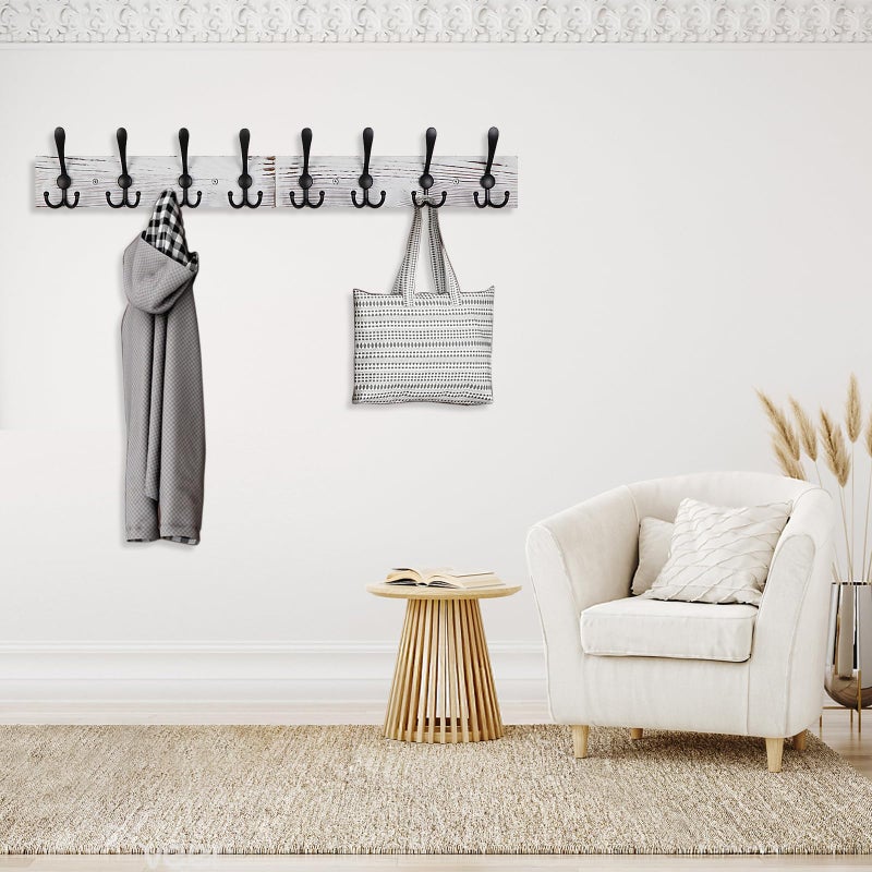 Homagic Coat Rack Wall Mount 31.5'' Coat Hanger Wall Mount Old White Coat Hooks for Wall Rustic Towel Racks for Bathroom Living Room Coat Hats Clothes - Image 5