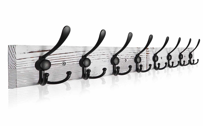 Homagic Coat Rack Wall Mount 31.5'' Coat Hanger Wall Mount Old White Coat Hooks for Wall Rustic Towel Racks for Bathroom Living Room Coat Hats Clothes - Image 1