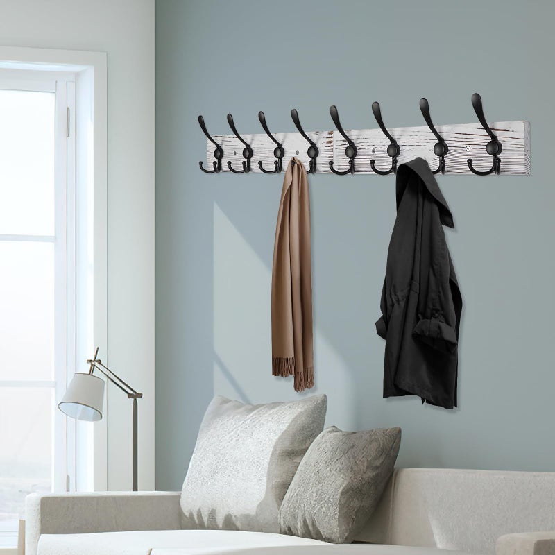 Homagic Coat Rack Wall Mount 31.5'' Coat Hanger Wall Mount Old White Coat Hooks for Wall Rustic Towel Racks for Bathroom Living Room Coat Hats Clothes - Image 3