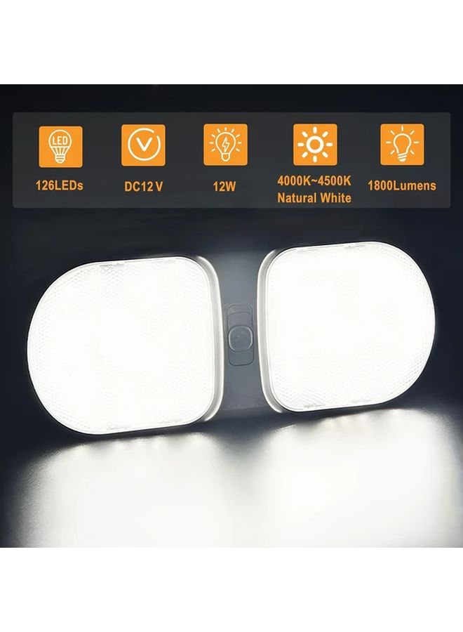 RV Dome Ceiling Light 2pcs 1800LM DC 12V Adjustable Brightness 4000K 4500K For RV Boat Motorhome - Image 3