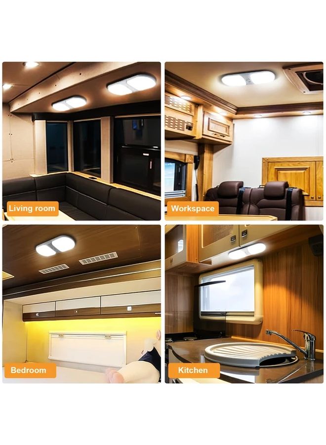 RV Dome Ceiling Light 2pcs 1800LM DC 12V Adjustable Brightness 4000K 4500K For RV Boat Motorhome - Image 4