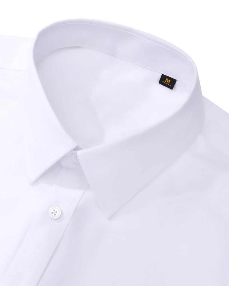 Lusead White Dress Shirt for Men Stretch Wrinkle Free Long Sleeve Button Down Shirt Cotton Business Prom Church Dailywear - Image 3