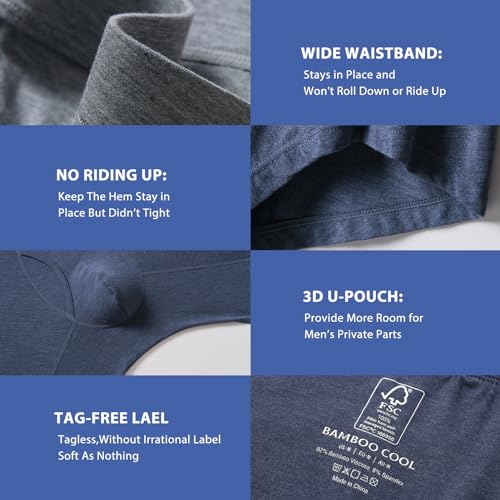 BAMBOO COOL Men's Underwear Boxer Briefs Pack Soft Breathable Long Underwear Boxer Briefs for Men - Image 3