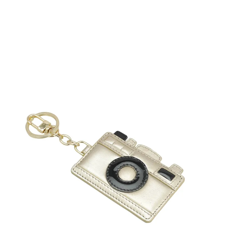 Da Milano Gold Leather Key Chain - Gold