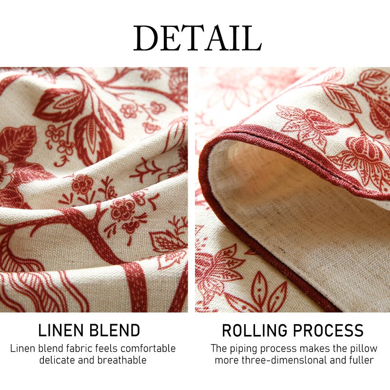 ISAENNE Designer Chinoiserie Elegant Linen Table Runner 87 Inches Long,Red Floral Pattern Decor Table Runners for Thanksgiving,Dining Room,Banquet,Kitchen Tables,Christmas,12"*87"-Ruyi A - Image 5