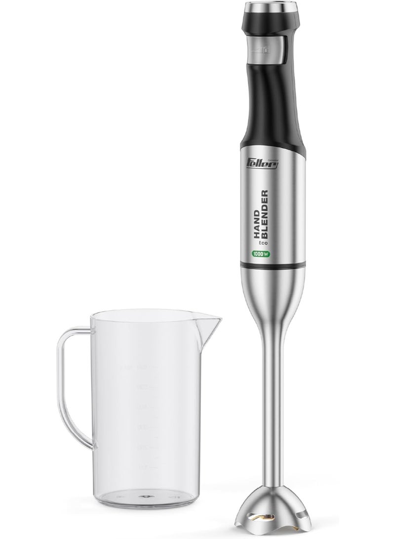 Feller Germany Hand Blender, 1000 W, Smart Speed Control, 4-finned Titanium Coated Blade, Stainless Steel Body, Extra Long Head for Deep Mixing, HB1000 Eco,2Y Guarantee-UAE Version (Black) - Image 1