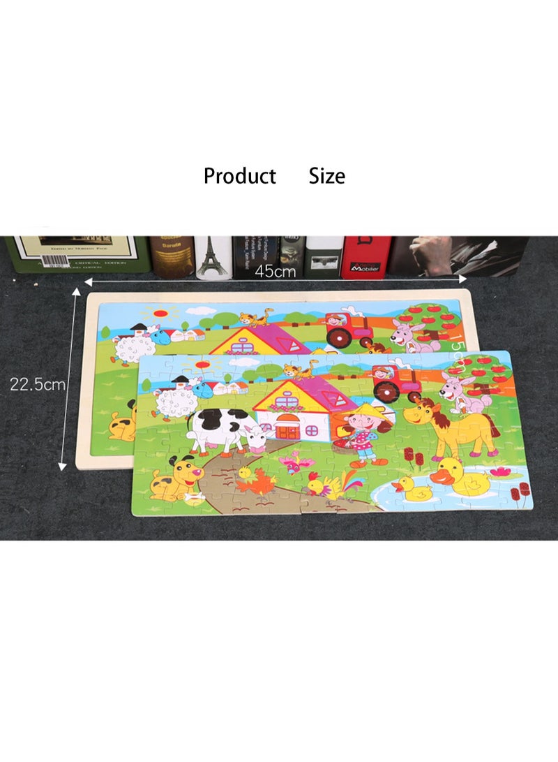 Children's Educational Wooden Cartoon Farm Jigsaw Puzzles Suitable Gift Bag Pack - Image 5