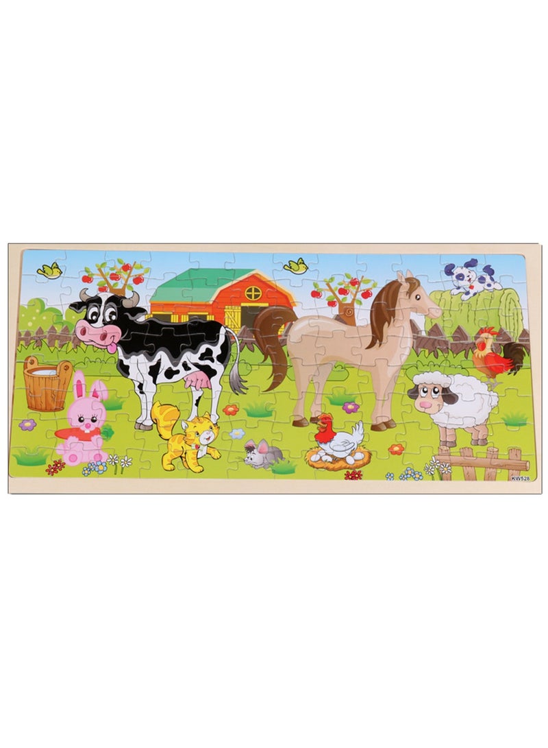 Children's Educational Wooden Cartoon Farm Jigsaw Puzzles Suitable Gift Bag Pack - Image 1