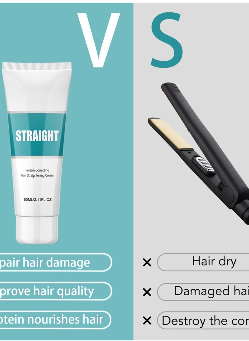 Hair Straightening Cream, Collagen Hair Mask, Hair Straightening, Hair Protein Correcting, Nourishing Fast Smoothing, Anti Frizz Moisturiser for Curly Straight Dry Damaged & Frizzy/Gloss Hair  - Image 2
