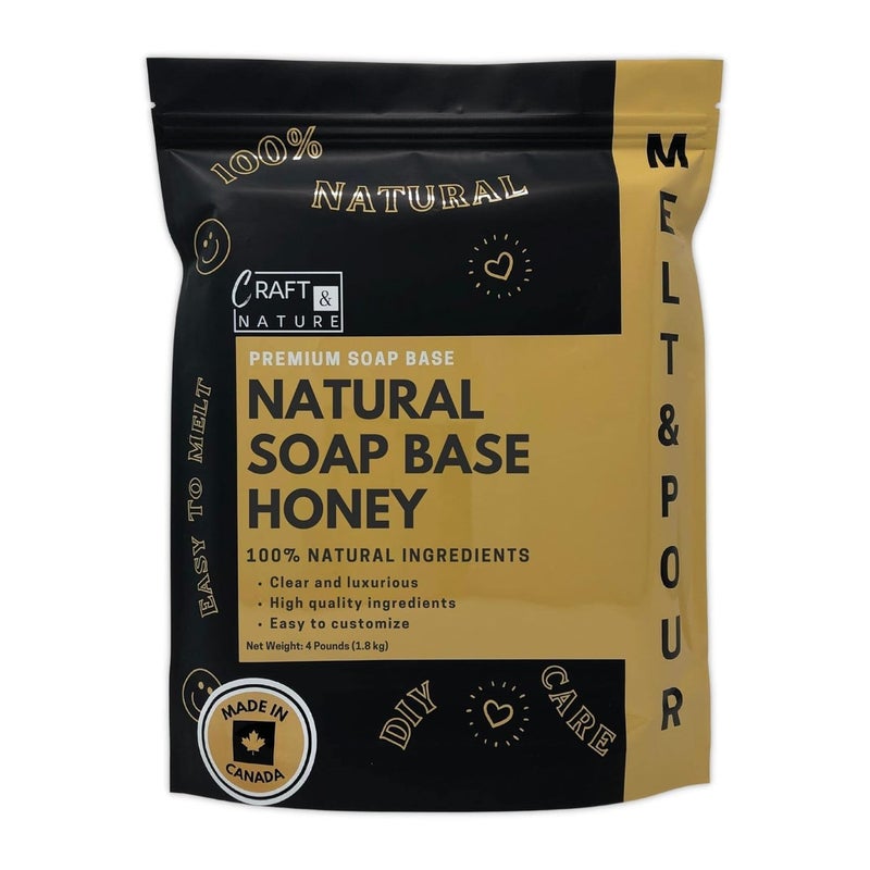 Craft Nature 4 LB All Natural Unscented Honey Moisturizing Glycerin Melt And Pour Soap Base for Soap Making