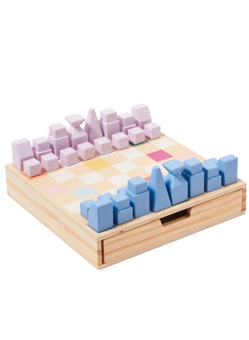 SUNNY LIFE Wooden Chess and Checkers Majorelle - Image 1