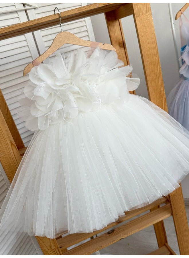 Children's Dress Flower Girl's Wedding Girl's Princess Dress Girls' Strapless Host Dress Simple Poncho Dress