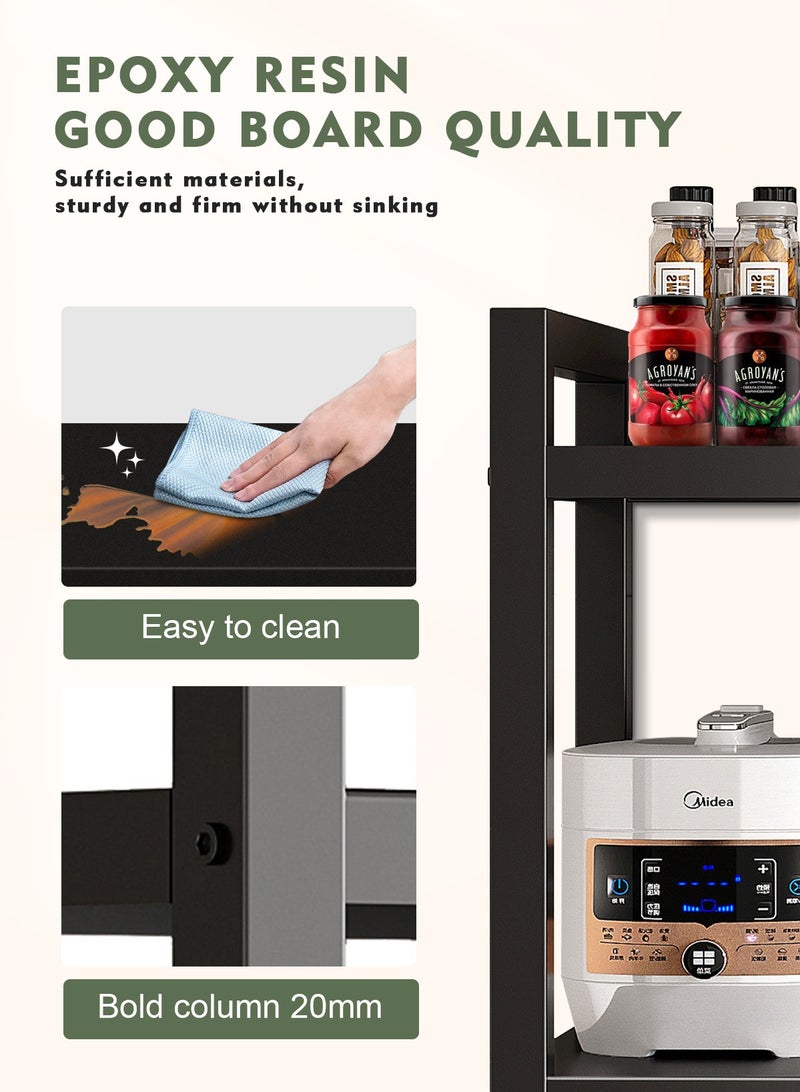 هومار كيت 4-Tier 3 سلة المطبخ تخزين الرف فرن الميكروويف حامل رف التوابل المنظم مع عجلات بيكر تخزين الرف للمنزل فندق غرفة المعيشة الحمام مكتب الفاكهة الخضروات 108x80x32 سم - Image 3