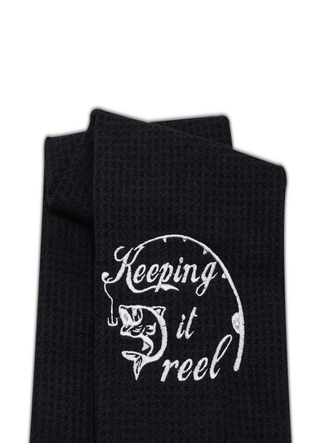 LEVLO Embroidered Fishing Towel Gift Fishing Lover Gift Keeping it Real Fishing Towel with Clip (KEEP IT REAL) - Image 5