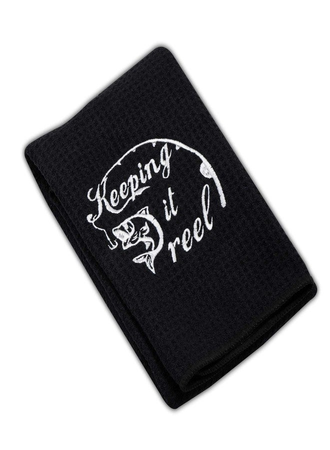 LEVLO Embroidered Fishing Towel Gift Fishing Lover Gift Keeping it Real Fishing Towel with Clip (KEEP IT REAL) - Image 4
