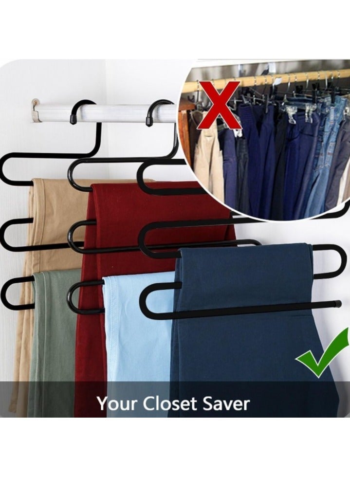 Metal Pants Hanger for Closet Multicolor - 5-Tier Multipurpose Clothes Hanger - Multi-Tier Closet Organizer Pants Hanger, Stainless Steel, S-Shape, 5-Tier Clothes Hanger - Jeans Hangers, Space Saving for Ties, Scarves, Jeans - Multi-Tier S-Shape Space Saving Pants Hanger, Stainless Steel Closet Hanger for Clothes Like Ties, Scarves, Jeans - 5-Tier Trousers Hangers Clothes Rack S-Shape Multipurpose Clothes Hanger for Tie Organizer Storage Hangers Bathroom Towel Hanger Bathroom Hanger  - Image 5