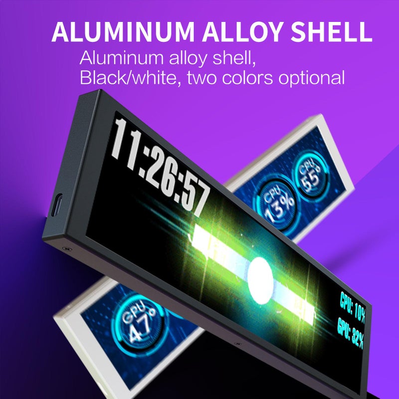 White Secondary Computer Display 9.2 Inch FHD 1920x462 IPS LCD Screen For PC Case With Dynamic Video Themes CPU GPU Temperature Monitor - Image 4