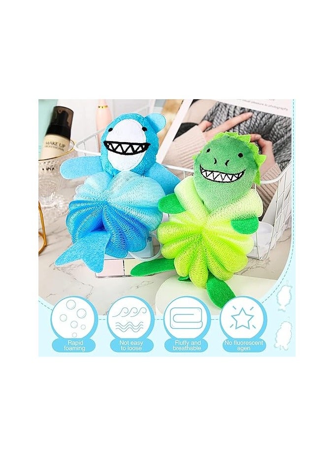 general 2 Pcs Bath Loofahs, Kids Toddler Body Loofahs, Cute Cartoon Kids Loofah, Kid Bath Sponges Loofah, Bath Pouf Body Scrubber Mesh Loofah Sponges for Children Shower Washing Exfoliating,Animal - Image 2