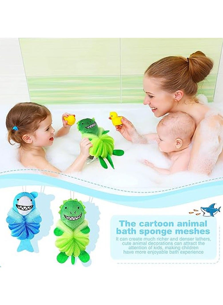 general 2 Pcs Bath Loofahs, Kids Toddler Body Loofahs, Cute Cartoon Kids Loofah, Kid Bath Sponges Loofah, Bath Pouf Body Scrubber Mesh Loofah Sponges for Children Shower Washing Exfoliating,Animal - Image 3