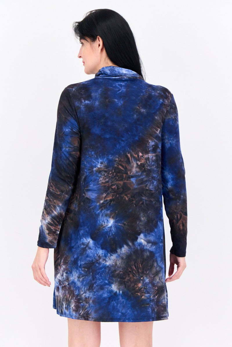 Tiana B Women All over Print Mini Dress, Black/Blue Combo  - Image 3