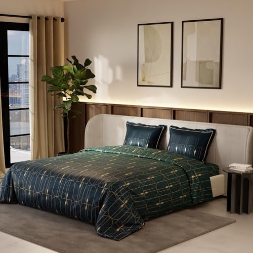 Stoa Paris Satin Comforter Set for King Size Bed, 300TC Premium Bedding Set, AC Comforter King Size, All-Weather, Wedding Gift for Couples, Aesthetic Bedspread, Lumiere - Aqua Carnival - Image 1
