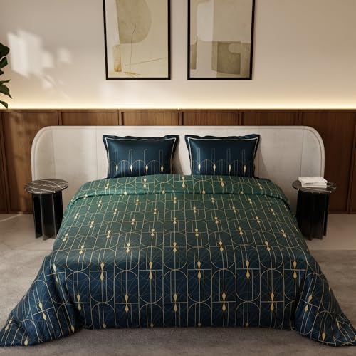 Stoa Paris Satin Comforter Set for King Size Bed, 300TC Premium Bedding Set, AC Comforter King Size, All-Weather, Wedding Gift for Couples, Aesthetic Bedspread, Lumiere - Aqua Carnival - Image 2