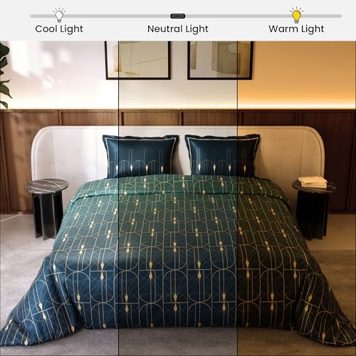 Stoa Paris Satin Comforter Set for King Size Bed, 300TC Premium Bedding Set, AC Comforter King Size, All-Weather, Wedding Gift for Couples, Aesthetic Bedspread, Lumiere - Aqua Carnival - Image 4