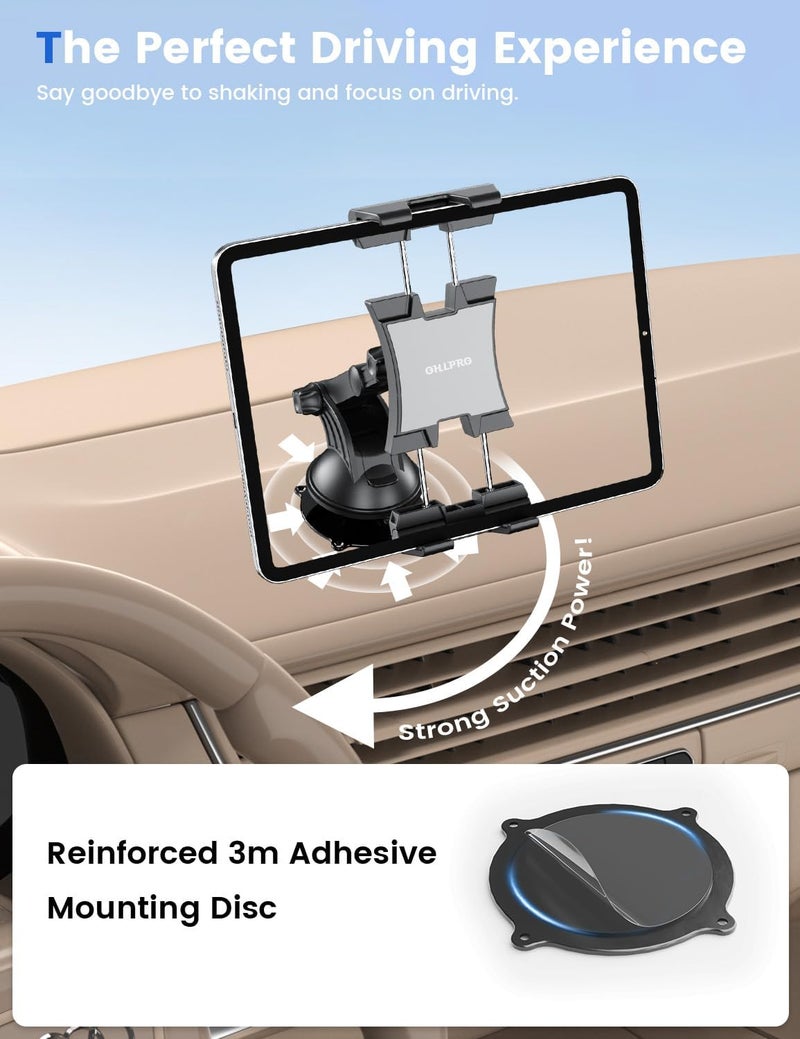 OHLPRO Universal 360° Rotation Tablet Holder for Car with 18 cm Extendable Arm and Washable Suction Cup - Image 4