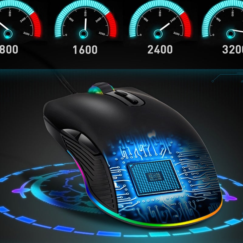 🧸 ماوس ألعاب سلكي من نوع C بإضاءة RGB وبصريات احترافية لأجهزة الكمبيوتر واللاب توب - Image 3