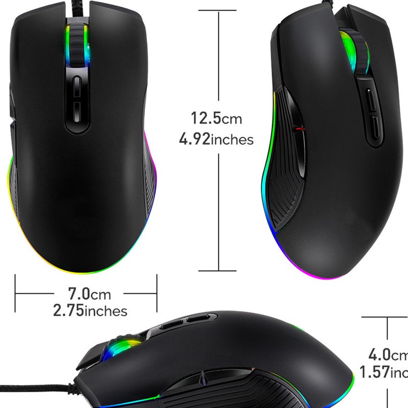 🧸 ماوس ألعاب سلكي من نوع C بإضاءة RGB وبصريات احترافية لأجهزة الكمبيوتر واللاب توب - Image 5