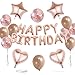 WEIKA 27 Pcs Rose Gold Birthday Decorations 3D Foil Rose Gold Happy Birthday Balloon Banner Pentagram Heart Foil Balloons Confetti Balloons Kit For Boys Girls Birthday Party Supplies - Image 2
