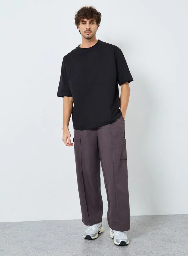 Styli Black Graphic Print Oversized T-Shirt