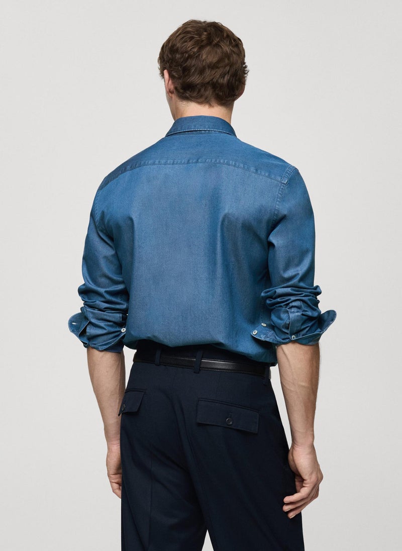 Mango Man Casual Chambray Shirt  - Image 2
