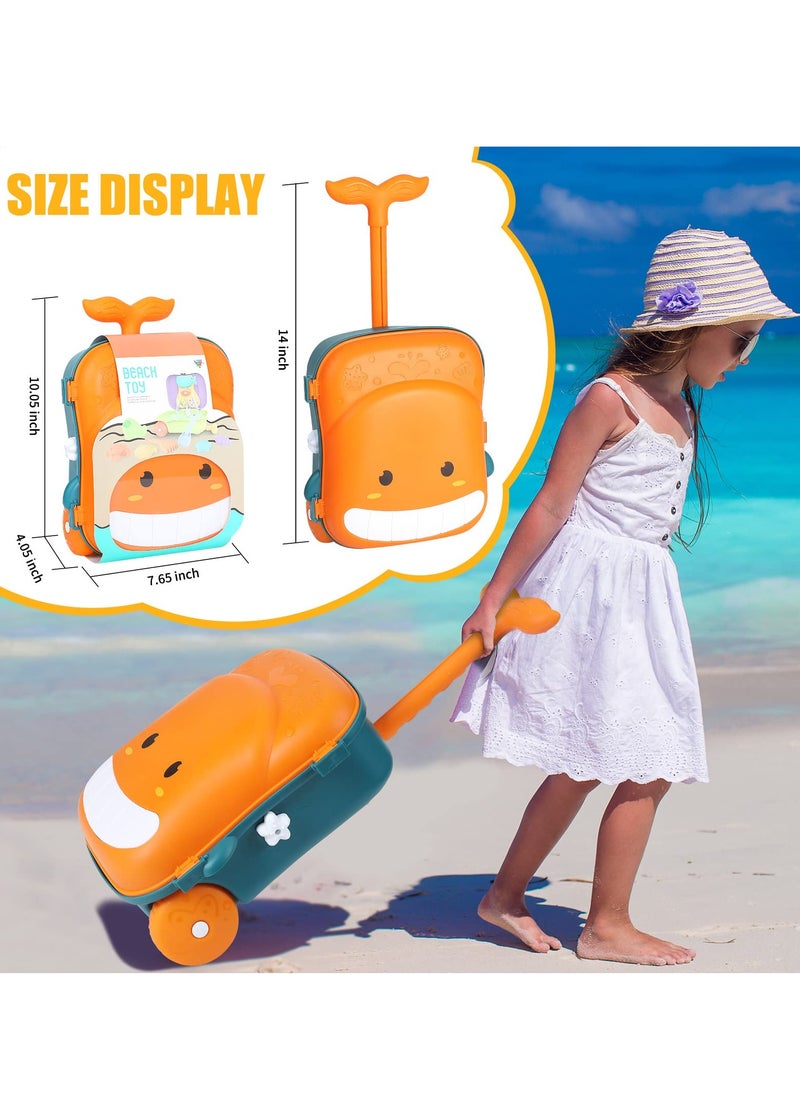 Excefore - Kids Beach Sand Toys, Beach Sandbox Toy Set with Water Wheel , Sand Bucket, Watering Can, Shovel Tool Kits in Waterproof Bag for Kids Toddlers Girls Boys(Orange） - Image 1